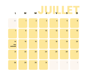 Horaires Juillet