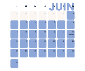 Horaires Juin