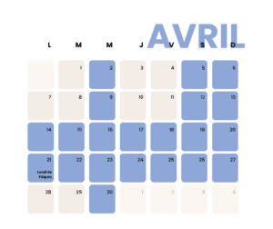 Horaires Avril